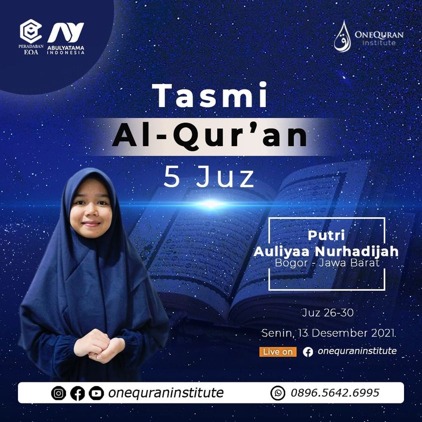 Tasmi' Al-Quran 5 Juz ( Juz 26 - 30 ) bersama Putri Auliyaa Nurhadijah