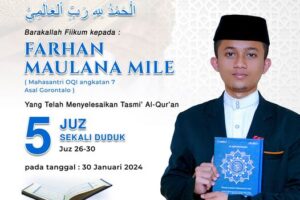 Tasmi Qur’an 5 Juz : Ananda Farhan Maulana Mile