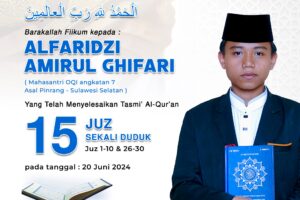 Tasmi Qur’an 15 juz Ananda : Al-Faridzi Amirul Ghifari