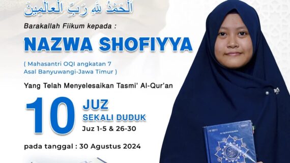 Tasmi Qur’an 10 Juz Sekali Duduk : Ananda Nazwa Shofiyya