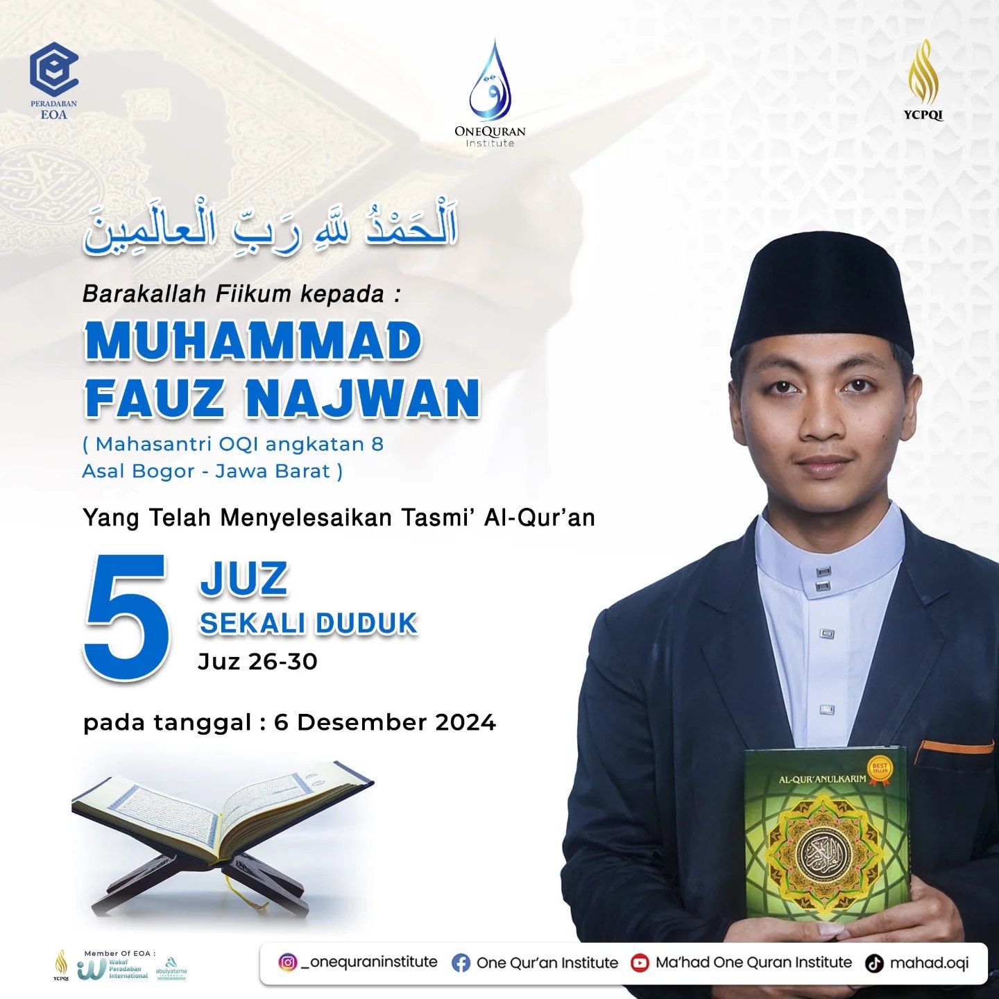 Tasmi Qur'an 5 Juz Ananda : Muhammad Fauz Najwan