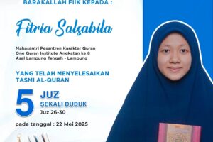 Tasmi Hafalan Quran 5 Juz sekali Duduk Ananda Fitria Salsabila
