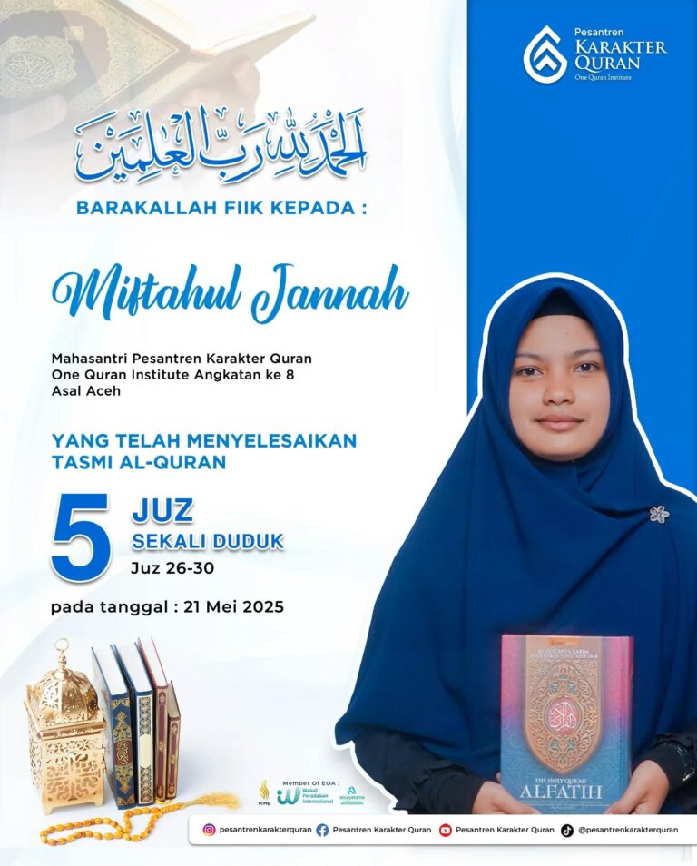 Tasmi Hafalan Quran 5 Juz sekali Duduk Ananda Miftahul Jannah